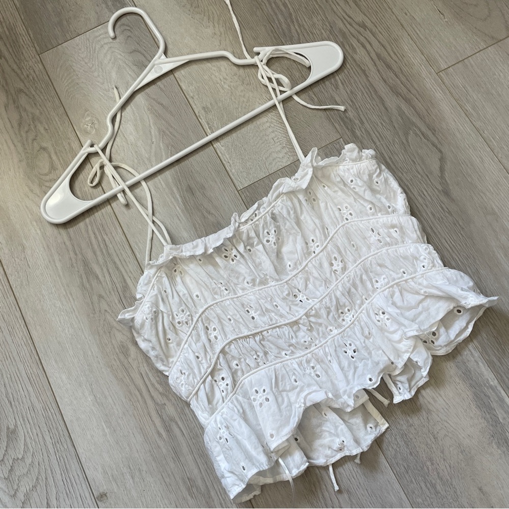 Zara White Eyelet Tank Top - Picture 5 of 7